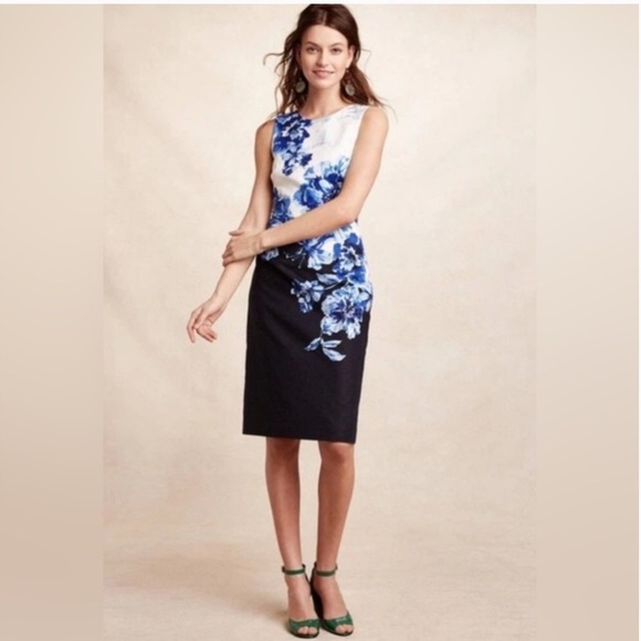 Maeve Blue Floral Stretch Cotton Sateen Open-Back Dress - Picture 12 of 12